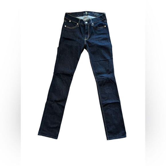 7FMK 7 For All Mankind Womens Jeans size 27 Dark Wash Modern Straight inseam 30 - Picture 2 of 4